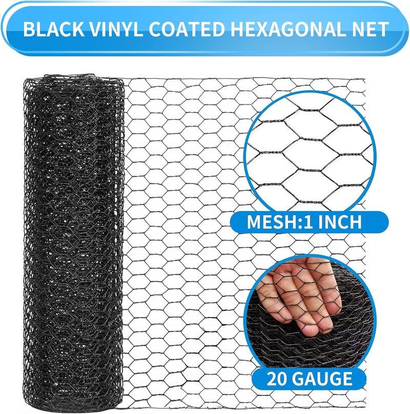 DOLEMODUO 12'' x 150' Black Chicken Wire Mesh Fence, 20 Gauge Galvanized Poultry Netting and 1 inch Garden Mesh Fence Roll, Chicken Wire for Floral Arrangements/Crafts/Farm/Livestock/Pet Protection - Image 5